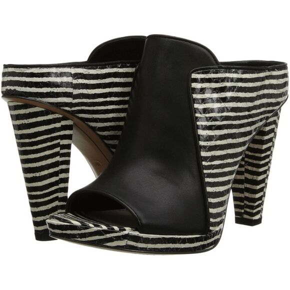 Derek Lam 10 Crosby Shoes - Derek Lam 10 Crosby Jiles Mules Size 7M Black Leather Stripes